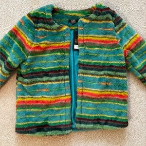 L&B Serape Love Jacket Multicolor Faux Fur